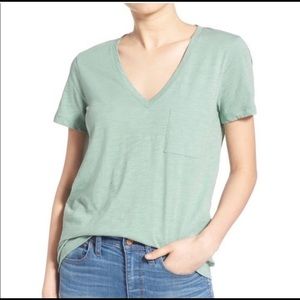 Madewell Slub Knit V-Neck T-Shirt, Green, Small